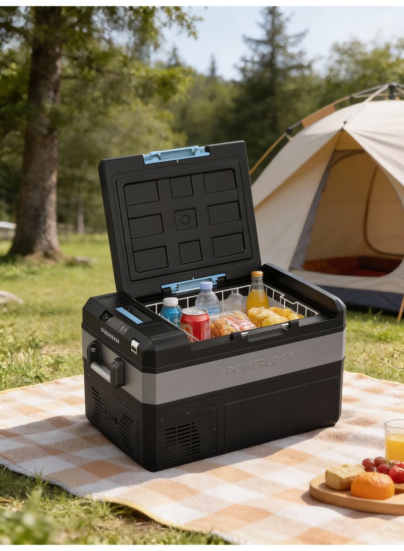 باورولوجي ثلاجة/مجمد محمولة بسعة 55 لتر للتبريد العميق حتى -22°C، مزودة بتوريد طاقة مزدوج 12 فولت/24 فولت DC و100-240 فولت AC، ثلاجة سيارة خارجية مع عجلات/مقابض/لوحة LED/حماية البطارية، للتبريد الطعام، للسيارة، المنزل، السفر والتخييم. - Image 5